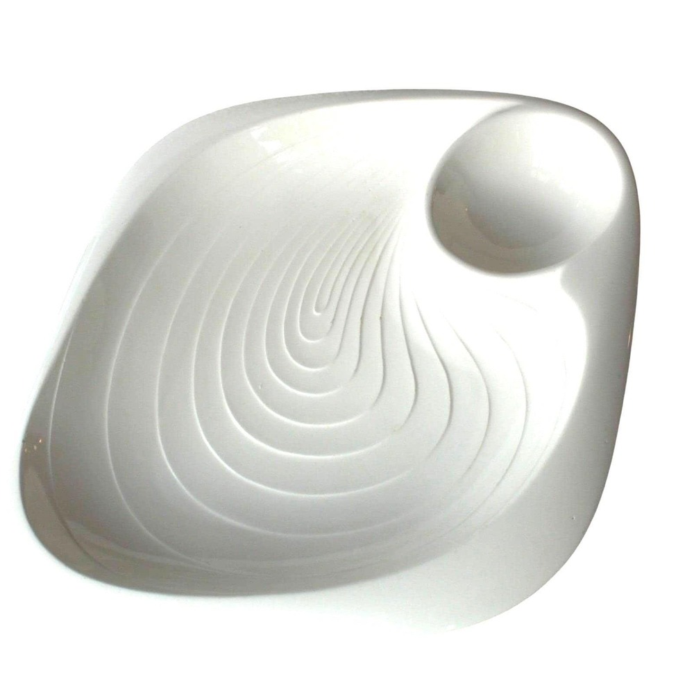 Japan Ceramic Vintage  Platter with Dip Bowl Swirl Designt